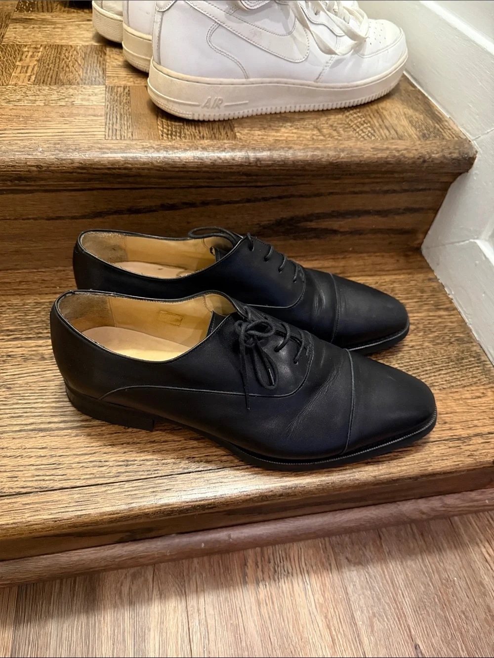 Men's Black Leather Lace-Up Dress Oxfords